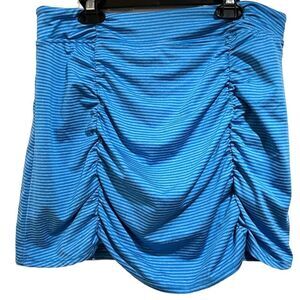 SOYBU Gathered Front Blue Striped Skort Skirt Size M